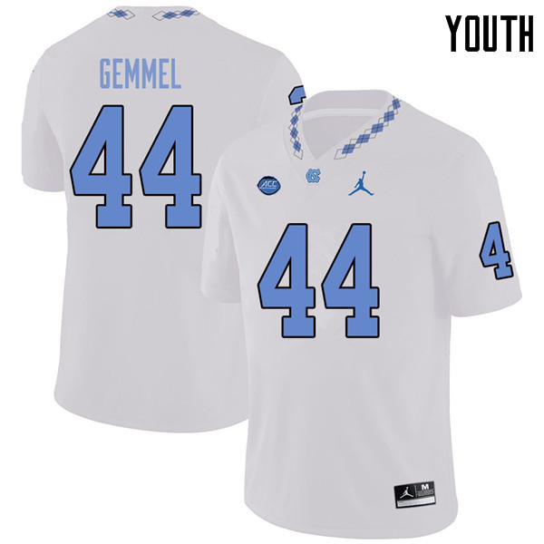 Jordan Brand Youth #44 Jeremiah Gemmel North Carolina Tar Heels College Football Jerseys Sale-White
